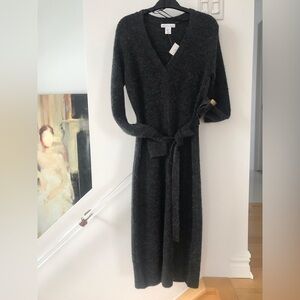Long Sleeve Acrylic/Polyester Dress in Gray size: S